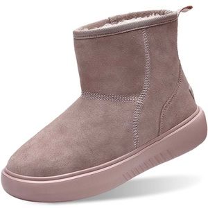 New Womens Winter Fur Lined Suede Ankle Snow Boots Pink​